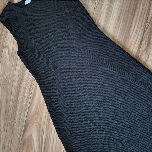 Vince Plaited Rib Knit Sleeveless Shift Dress in Black - Picture 4 of 13